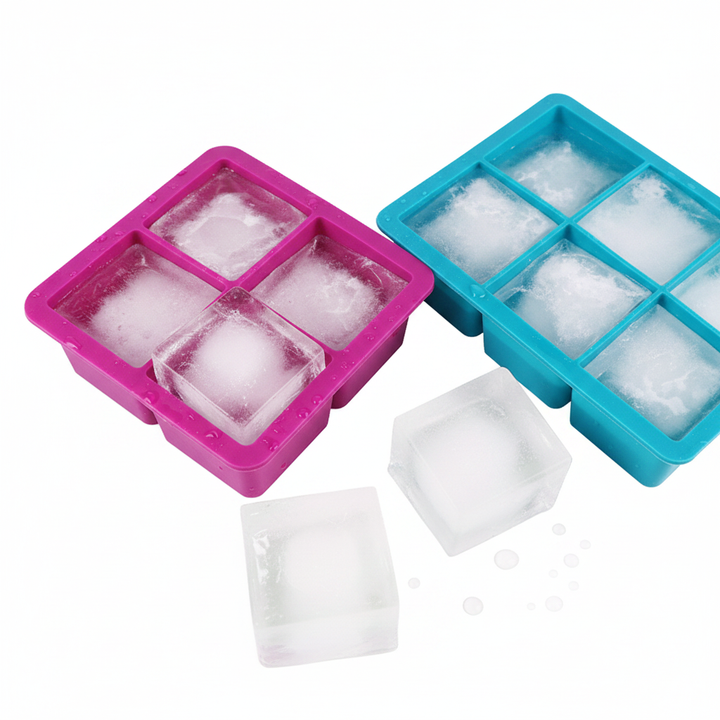 Silicone ice cube trays product photography on white background
